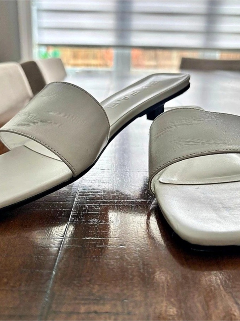 BY FAR Ceni Mules White Square Toe Heels